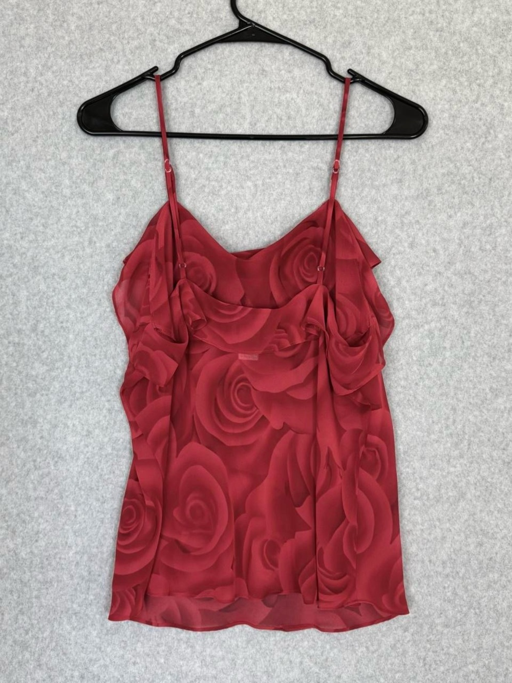 Natori Saks Fifth Avenue Red Sheer Camisole Size Large Rose Print Cami Valentine - Picture 7 of 12